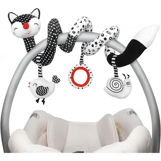 Brinquedos de Pelúcia Espirais para Bebês Brinquedos de Pelúcia Preto Branco Raposa Carrinho de Passeio Brinquedos Estic