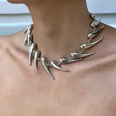 Corrente De Clavícula De Metal Irregular Punk Para Homens Colares Geométricos De Espinho Personalizados Joias
