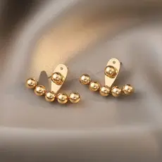 Ht Brincos Sorriso de Aço Titânio Brincos Estrela Fêmea Mesmo Estilo Brincos Redondos Pequenos Brincos de Aço Inoxidável