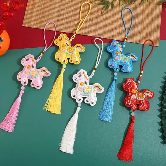 Pingente Bordado De Pônei MXMUSTYZA , De Cavalo De Ano Novo Com Borla Estilo Chinês , Engraçado