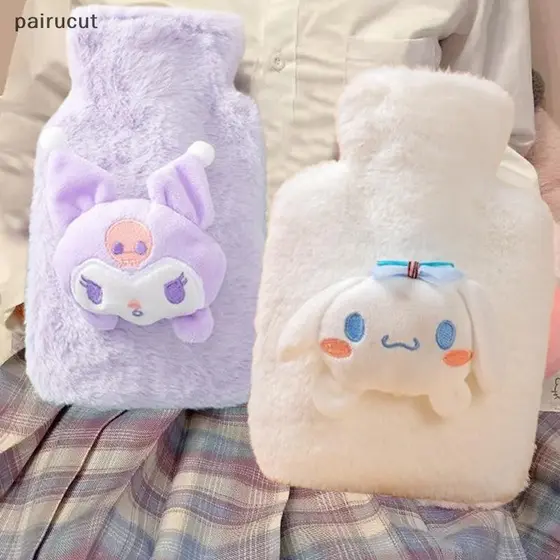 Garrafa de Água Quente de Pelúcia Uiu Sanrio Hello Kitty Kuromi Cinnamoroll Melody Bolsa de Aquecimento Reutilizável