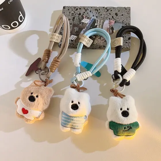 Ins estilo azul grande nariz filhote de cachorro pingente cordão do telefone móvel pulso portátil pingente chaveiro ping