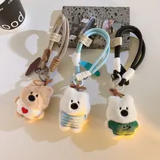 Ins estilo azul grande nariz filhote de cachorro pingente cordão do telefone móvel pulso portátil pingente chaveiro ping