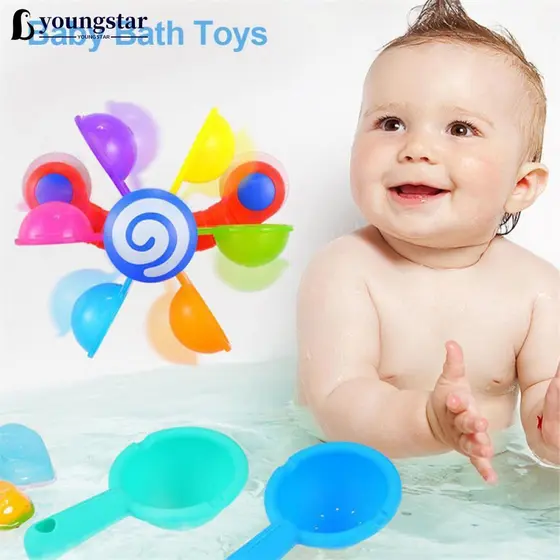 YOUNGSTAR Crianças Colorido Waterwheel Banho Otário Brinquedos De Do Bebê Banheira Spray Água Jogar Conjunto Chuveiro Sp