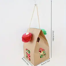 Brinquedo Festivo De Pássaro Papagaio Para Animais De Estimação : Alimentador De Papel De Madeira Com Seda Colorido E Bolas De Flores-Papagaios-En