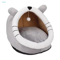 Espaço De Dormir Seguro Para Gatos , Cama Fofa Com Orelhas , Caverna Aconchegante , Bola Suspensa E Ninho Internos , Gatinhos , Lavável Removível