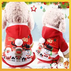 [Daliya] Roupa Pet de Natal, Casaco com Estampa de Papai Noel, Neve e Rena para Cachorro e Gato