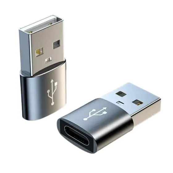 Adaptador USB tipo C 2.0 Femea para USB 2.0 Macho Conector Portatil Universal Preto Porta PC Celular