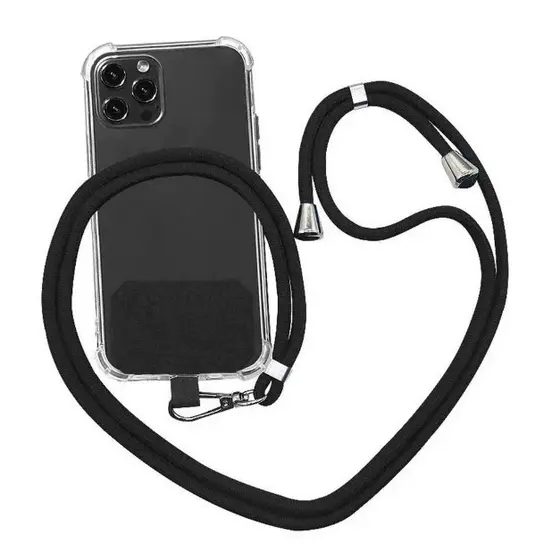 KIT 3 Peças Cordão Universal de Nylon Para Smartphone Celular - Alça Macia de Pescoço e Pulso - Entrega Pronto so preto