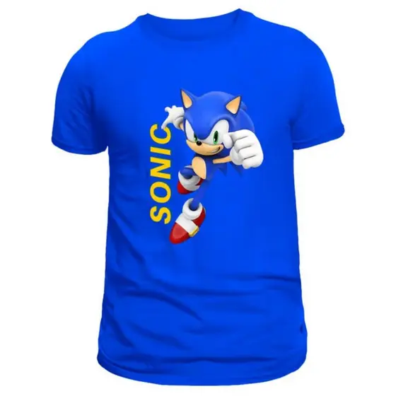 camiseta infantil Sonic personagem da moda em algodão