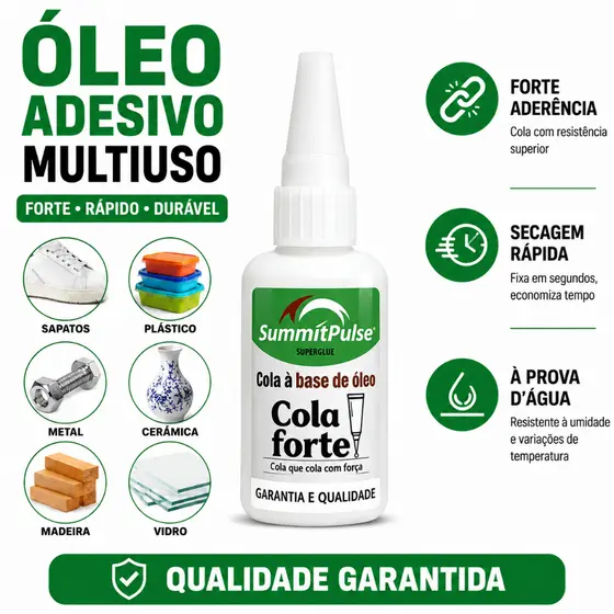 Cola Instantânea Oily Super Forte para Couro, Plástico, Madeira e Mais
