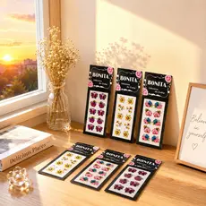 Kit 300 Adesivos de Unha 3D Pré-Prontos – Nail Art Decorativa com Flores, Borboletas e Pedrarias Variadas---WJ
