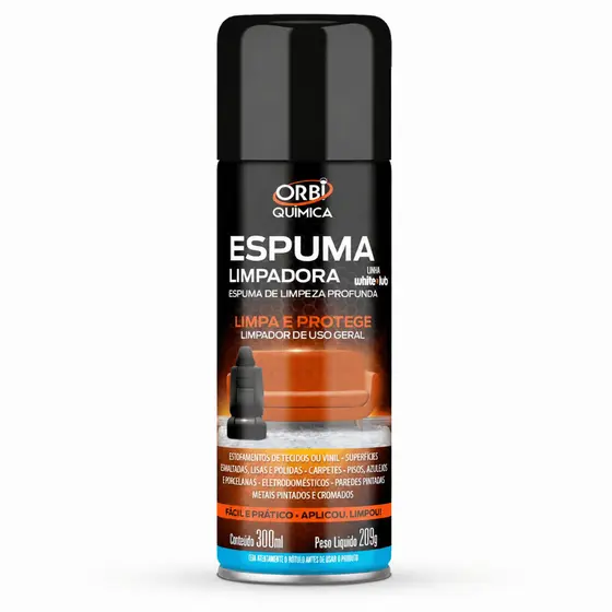 Espuma Limpadora Orbi 300ml Limpeza Profunda Estofados Vinil Carpetes
