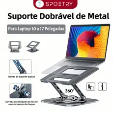 Suporte para Notebook Giratório 360° Base Ajustável em Altura 2/3 Níveis, Ergonomico para Home Office e Escritório