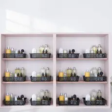 Kit C/ 10 Cesto Organizador Multiuso Gaveta Retangular Branco Rosa Cestinho