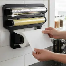 Porta Papel Toalha Triplo Suporte Rolos Para Cozinha 4 em 1