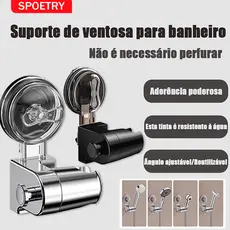 Suporte Para Ventosa Chuveiro Sem Perfuração Suporte Ajustável 360°para Reutilização De Banheiro