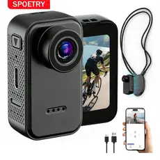 SPOETRY Câmera Filmadora 4K WiFi Estabilizador Bolso Ação Esportiva 130° Magnética para Ciclismo Moto Acampamento