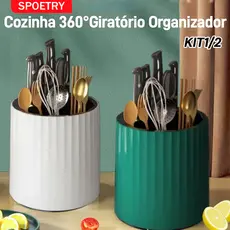 Porta Utensílios De Cozinha 360°Giratório Organizador de Talheres Facas Garfos Colheres Escorredor de louça