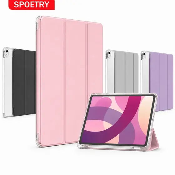 SPOETRY Capa de Proteção para tablets iPad/Air Design Transparente Resistente a Quedas e Suporte Tri-Fold Dobrável