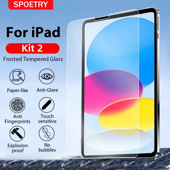 Película De Vidro Temperado Fosco Para IPad Pro 11, 10, 9, 10ª Geração, A16 Air, 13, 11, 5, M3, M2 Mini, 7, 6