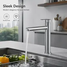 Torneira para banheiro inox metal bancada Torneira fria simples para lavatório
