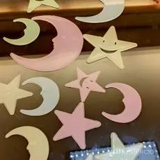 100 /7 Pcs Estrelas Brilhantes Lua Lua Adesivos De Parede.