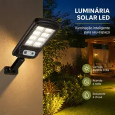 1/2/3 Pcs Luminária Solar Poste Rua Refletor Sensor Movimento Com controle 8 Led