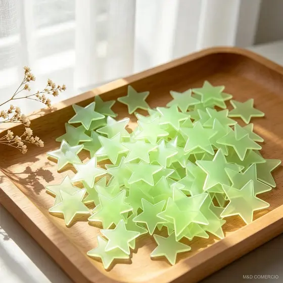 100/200/500 Pcs Adesivo Luminoso De Estrela Brilho Duradouro Fácil Colar E Tirar Fixação Forte Cria Ambiente
