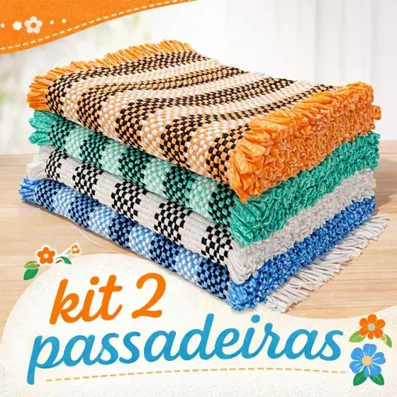 Kit 2 Passadeira para Corredor Quarto Cozinha Sala Banheiro