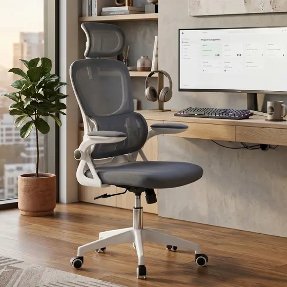 Cadeira de Escritório Ergonômica preta Giratória com Apoio Lombar e Braços Ajustáveis - Eagle Force