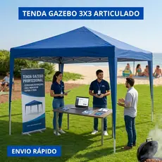Tenda Gazebo 3x3 Articulado SANFONADO Dobrável 3x3 para Praia Camping Feira Açai Toldo Barraca