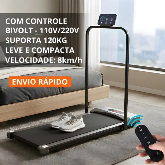 Esteira Elétrica Portátil Fitness Residencial Até 120 kg Velocidade 0-8km/h 110V~240V COM CONTROLE