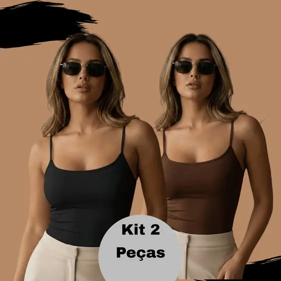 Kit 2 Cropped Alça Moda Blogueira Micropremium Confortável Basico Premium Para Academia Festas