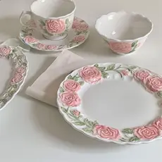 Estilo único europeu criativo rosa flor ocidental prato de comida cerâmica japonês tigela arroz xícara café pires prato