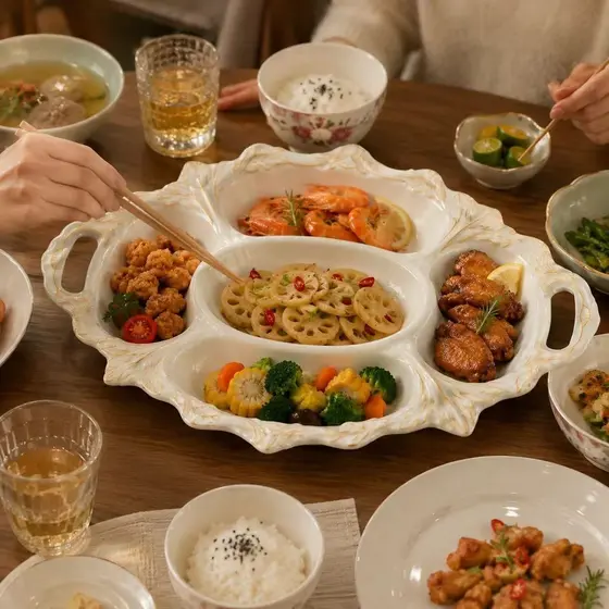 Bandeja de cinco grades estilo europeu, prato bonito para sala de estar, prato de frutas, decoração em relevo, ornamento