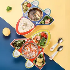 Crianças bebê prato de jantar compartimento doméstico resistente a choques jardim de infância comer prato Anti-escaldant