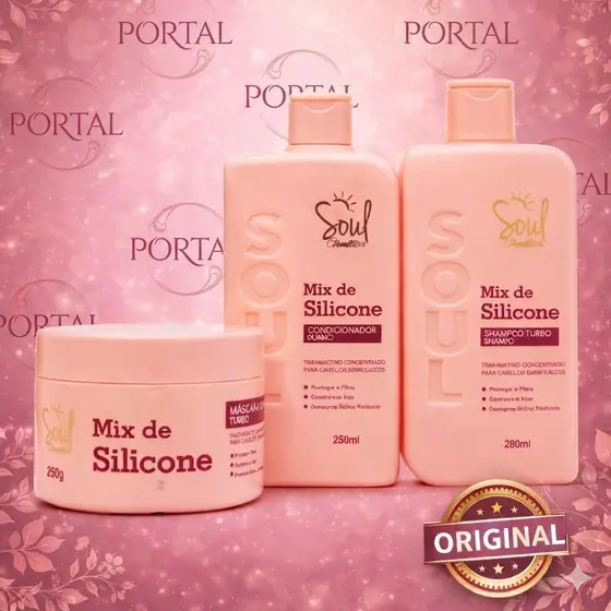KIT CAPILAR MIX DE SILICONE SOUL 3 itens - SHAMPOO TURBO - CONDICIONADOR TURBO E MÁSCARA CAPILAR
