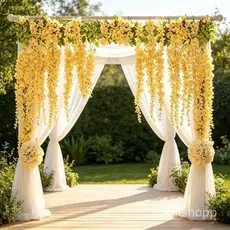 12/24/36 Unidades Ramo De Flores Artificiais Amarelo Creme  Três Ramificações Cada Haste De Pacote Com Etiqueta