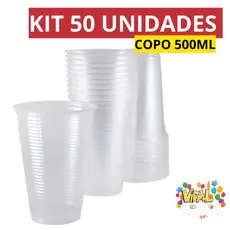 Fardo Com 50 Unidades Copo Descartável 500ML Chopp Açaí Sorvete Suco Vitamina Festas Cristalcopo