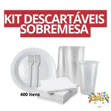 Kit Festa Sobremesa Descartáveis Para 100 Pessoas 400 Itens Completo Para Aniversário Chá Eventos