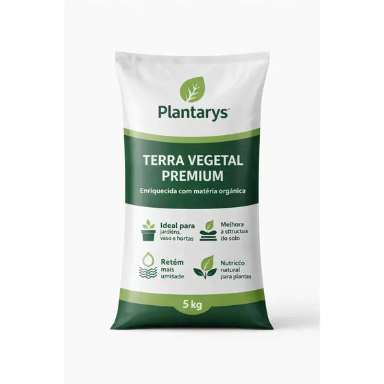 Terra Vegetal Adubada Premium  20kg – RICA EM MATÉRIA ORGÂNICA – Para Horta Jardim Flores e Plantas em Vaso