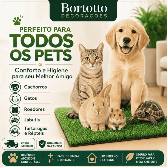 Tapete Grama Sintética Para Gato Higiênico Atóxico Lavável Confortável Para Pets