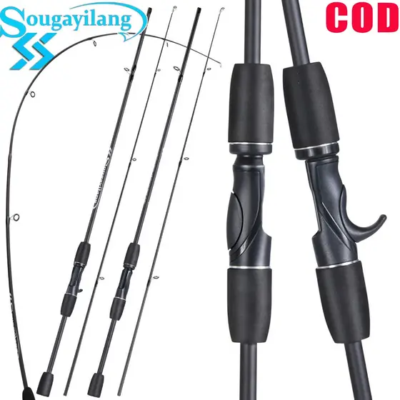 Sougayilang 🎣Varejas de Pesca 1.8m 2 Peças para Spinning e Casting Vara de Pesca Sólida de Carbono Ultraleve Fishing Rod
