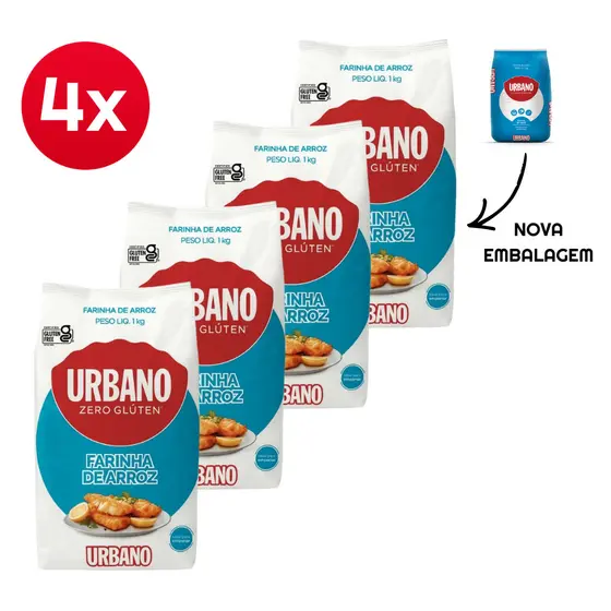 Farinha de Arroz Urbano 1kg Sem Glúten Natural Leve Sem Lactose Ideal Receitas