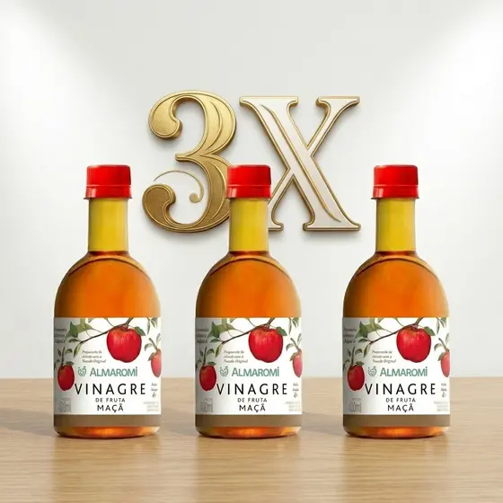 Vinagre de Fruta de Maçã Almaromi 400ml Natural Fermentado Sem Gluten