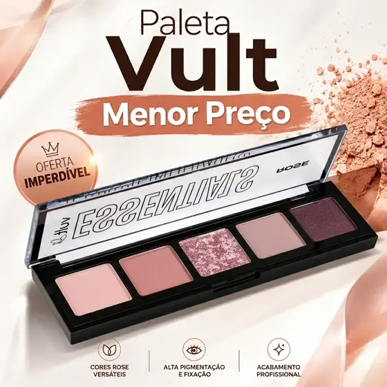 Paleta de Sombras Vult Essentials Neutrals 3g 5 Cores Matte e Cintilante