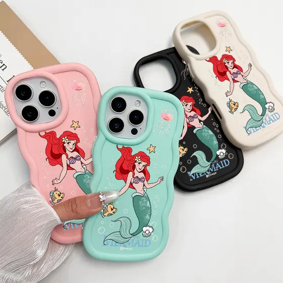 SoftCase Para iPhone 13 12 11 16 17 15 14 Pro Max XR 17Air Macaron Cor Caso De Telefone Móvel A Pequena Sereia Doces