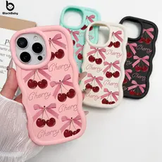 SoftCase Para iPhone 13 12 11 16 17 15 14 Pro Max XR 17Air Macaron Cor Caso De Telefone Móvel Rosa Cereja BBC