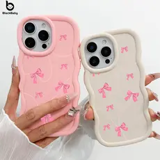 SoftCase Para iPhone 13 12 11 16 Ar 17 15 14 Pro Max XR17Air Xs Macaron Cor Caso De Telefone Móvel Arco Rosa BBC